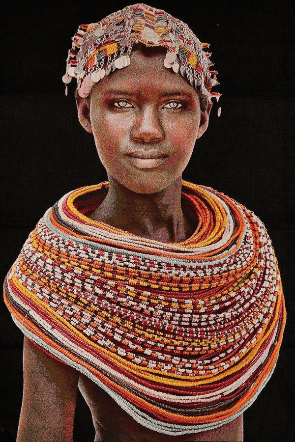 Gobelinbild "Samburu Girl", black, 80 x 130 cm