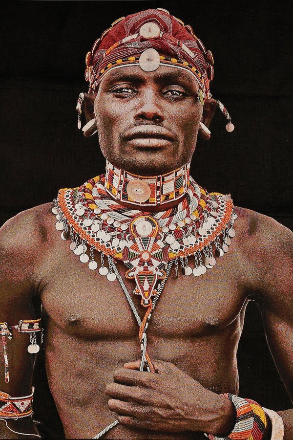 Gobelinbild "Samburu Man", black, 80 x 130 cm