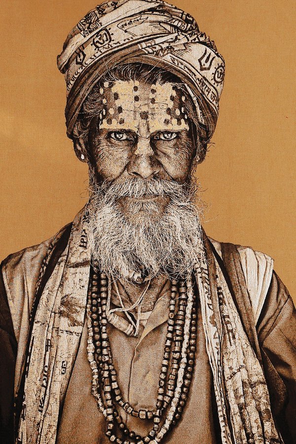 Gobelinbild "India Bandu-Baba", sand, 75 x 125 cm