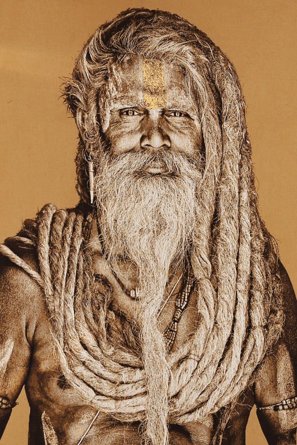 Gobelinbild "India Gangadas-Baba", sand, 75 x 125 cm